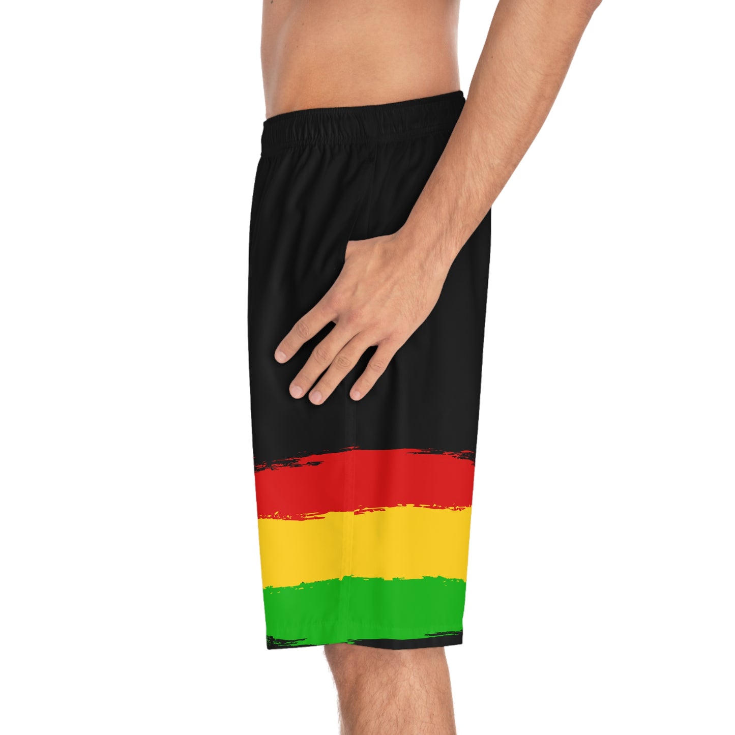 Men's Board Shorts with Rasta Colors - Perfect for Summer Fun and Beach Days