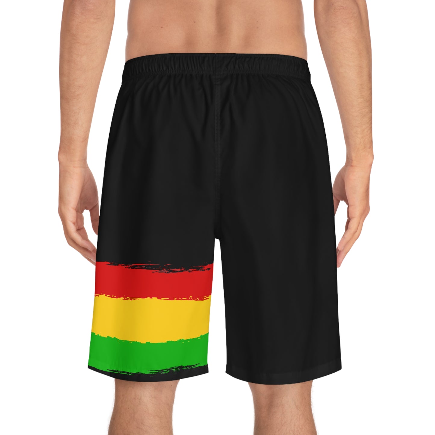 Men's Board Shorts with Rasta Colors - Perfect for Summer Fun and Beach Days