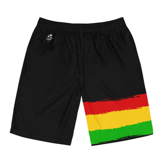 Men's Board Shorts with Rasta Colors - Perfect for Summer Fun and Beach Days